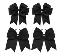 Lot de 2 pinces à cheveux avec nœud et 2 élastiques pour cheveux extra grands pour enfants, coiffes pour femmes, convient pour les bals, les navetteurs, les anniversaires (noir)