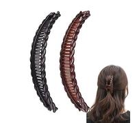 Lot de 2 pinces à cheveux bananes pour cheveux épais et bouclés - Pinces banane noires et brunes, peignes vintage pour femme, accessoires de cheveux rétro des années 80