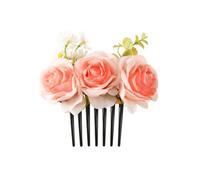 Lot de 2 pinces à cheveux doubles en flanelle rose for femmes et filles, bandeau, fourchette, peigne, épingle, fleur Pour Carnaval, Fête, Mariage(Color3)