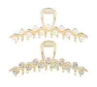 Lot de 2 pinces à cheveux en cristal - En métal - Imitation perle - Pour femme - Avec strass - Antidérapantes - Accessoires de fête de mariage - Élégantes - Décoration pour femme