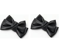 Lot de 2 pinces à cheveux en cuir synthétique noir avec nœud en forme de bec de canard - Style coréen - Accessoires de cheveux tendance pour femmes et filles