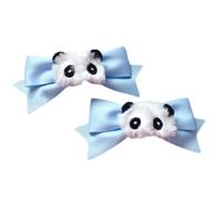 Lot de 2 pinces à cheveux en forme d'arc délicat vérifié - Pour filles mignonnes - Style panda à fourrure - Balletcore