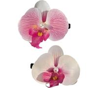 Lot de 2 pinces à cheveux en forme de fleur d'orchidée tropicale hawaïenne, épingles à cheveux bohème avec fleurs artificielles en soie pour femme, accessoires de plage, de mariage et vacances d'été