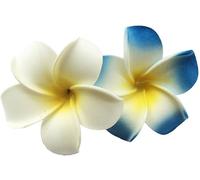 Lot de 2 pinces à cheveux en forme de fleur hawaïenne, blanc et bleu, 7 cm, tête en mousse, accessoires pour cheveux