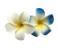 Lot de 2 pinces à cheveux en forme de fleur hawaïenne, blanc et bleu, 7 cm, tête en mousse, accessoires pour cheveux