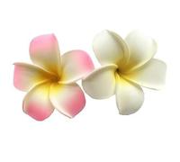 Lot de 2 pinces à cheveux en forme de frangipanier hawaïen blanc et rose - 7 cm