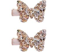 Lot de 2 pinces à cheveux en forme de papillon doré à paillettes pour filles, pinces à cheveux avec nœud à paillettes pour bébé, accessoires pour cheveux, décoration de cheveux, pinces à cheveux pour