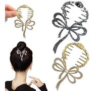 Lot de 2 pinces à cheveux en forme de papillon en métal avec strass étincelants, barrettes élégantes à nœud solide pour femmes et filles