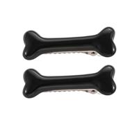 Lot de 2 pinces à cheveux en forme d'os de chien - Jolies pinces à cheveux crocodile - Accessoires de cheveux d'Halloween pour femmes et filles (noir)