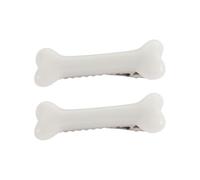 Lot de 2 pinces à cheveux en forme d'os de chien pour femme - Jolies barrettes crocodiles pour femme - Accessoires de fête d'Halloween et de cosplay - Accessoires pour cheveux (blanc)