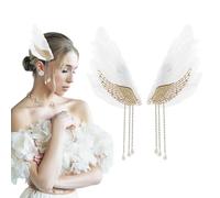 Lot de 2 pinces à cheveux en plumes d'autruche artificielles en plumes de cygne blanches style ballet, ailes d'ange, épingles à cheveux pour femme, mariage, cosplay, fête, spectacle, fournitures