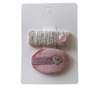 Lot de 2 pinces à cheveux en tissu - Argenté/rose - Jolies et mignonnes - Accessoires pour cheveux faits main