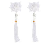 Lot de 2 pinces à cheveux en tissu avec fleur et papillon Blanc