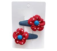 Lot de 2 pinces à cheveux en tissu avec nœud en denim, adorables et mignons, mini accessoires pour cheveux faits à la main, fleurs à pois