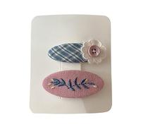 Lot de 2 pinces à cheveux en tissu, boutons brodés en forme de fleur, mignons et mignons, mini accessoires pour cheveux faits à la main
