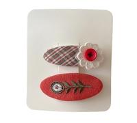 Lot de 2 pinces à cheveux en tissu, boutons brodés en forme de fleur, mignons et mignons, mini accessoires pour cheveux faits à la main