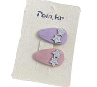 Lot de 2 pinces à cheveux en tissu, brodées à la main, motif animal mignon sans étoile blessée