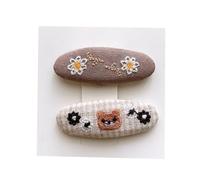 Lot de 2 pinces à cheveux en tissu, brodées avec de jolies fleurs, adorables accessoires pour cheveux faits à la main