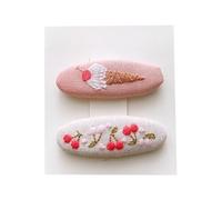 Lot de 2 pinces à cheveux en tissu brodées avec de jolies fleurs mignonnes, mini accessoires pour cheveux faits à la main, crème