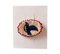 Lot de 2 pinces à cheveux en tissu, broderie exquise, adorables et mignons, mini accessoires pour cheveux faits à la main, oiseau rond