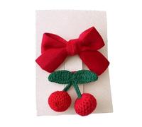 Lot de 2 pinces à cheveux en tissu, joli nœud de Noël rouge, accessoires pour cheveux faits à la main, rouge A