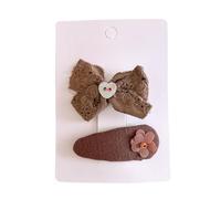 Lot de 2 pinces à cheveux en tissu marron à pois mignons, mini accessoires pour cheveux faits à la main marron B