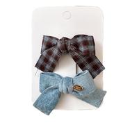 Lot de 2 pinces à cheveux en tissu, marron, bleu, mignonnes et mignonnes, accessoires pour cheveux faits à la main, couleur F