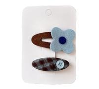Lot de 2 pinces à cheveux en tissu, marron, bleu, mignonnes et mignonnes, mini accessoires pour cheveux faits à la main, couleur A