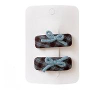 Lot de 2 pinces à cheveux en tissu, marron, bleu, mignonnes et mignonnes, mini accessoires pour cheveux faits à la main, couleur C