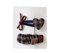 Lot de 2 pinces à cheveux en tissu, marron, bleu, mignons, mini accessoires pour cheveux faits à la main, couleur B