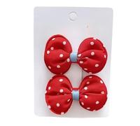 Lot de 2 pinces à cheveux en tissu, nœud en denim, fleurs mignonnes et mignonnes, mini accessoires pour cheveux faits à la main avec nœud à pois