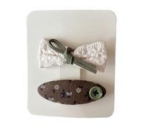 Lot de 2 pinces à cheveux en tissu, nœud floral marron, mini accessoires pour cheveux faits à la main Marron D