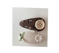 Lot de 2 pinces à cheveux en tissu, nœud floral marron, mini accessoires pour cheveux faits à la main Marron F