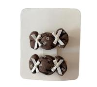 Lot de 2 pinces à cheveux en tissu, nœud floral marron, mini accessoires pour cheveux faits à la main Marron B