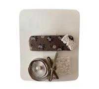 Lot de 2 pinces à cheveux en tissu, nœud floral marron, mini accessoires pour cheveux faits à la main Marron E