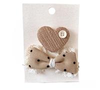 Lot de 2 pinces à cheveux en tissu, nœud marron à pois tricotés mignons et mignons, mini accessoires de cheveux faits à la main Love and Bows