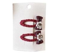 Lot de 2 pinces à cheveux en tissu, nœud vichy rouge, adorables mini accessoires pour cheveux faits à la main Rouge B