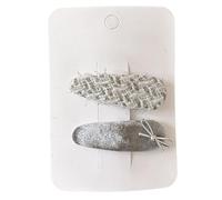 Lot de 2 pinces à cheveux en tissu, nœuds multicolores mignons et mignons, mini accessoires pour cheveux faits à la main avec nœud argenté