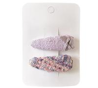 Lot de 2 pinces à cheveux en tissu, nœuds multicolores mignons et mignons, mini accessoires pour cheveux faits à la main avec nœud violet