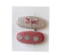 Lot de 2 pinces à cheveux en tissu, rose argenté, mignons, mini accessoires pour cheveux faits à la main