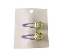 Lot de 2 pinces à cheveux, fruits colorés, mignons, jolis mini accessoires pour cheveux faits à la main, pomme verte