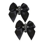 Lot de 2 pinces à cheveux gothiques avec nœud noir style Y2K