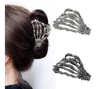 Lot De 2 Pinces à Cheveux Gothiques Pinces à Cheveux En Forme De Main De Fantôme Squelette En Métal Accessoires D'Halloween Pour Cheveux épais épais Cheveux Fins Pour Femmes (griffes)