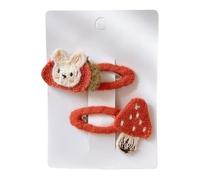 Lot de 2 pinces à cheveux, lapin tricoté mignon et mignon, mini accessoires pour cheveux faits à la main Orange
