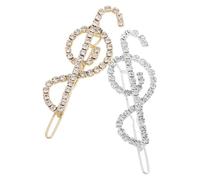 Lot de 2 Pinces à Cheveux Note Musicale en Alliage avec Cristaux Vintage | Usage Polyvalent, Maintien Sûr, Peut Servir de Broche ou Pince Cravate, pour Mariages et Scène