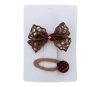 Lot de 2 pinces à cheveux, nœud en dentelle marron, mini accessoires pour cheveux faits à la main
