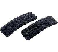 Lot de 2 pinces à cheveux rectangulaires avec strass noirs pour femmes et filles