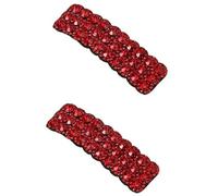 Lot de 2 pinces à cheveux rectangulaires avec strass rouges de style coréen, épingles à cheveux de luxe brillantes pour mariage, accessoires de cheveux pour femmes et filles, soin des cheveux