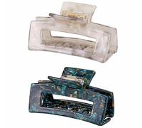 Lot de 2 pinces à cheveux rectangulaires de 7,6 cm en celluloïd, motif français, pour cheveux fins, bouclés, épais, antidérapants