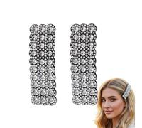 Lot de 2 pinces à cheveux rectangulaires en strass argentés pour femmes et filles
